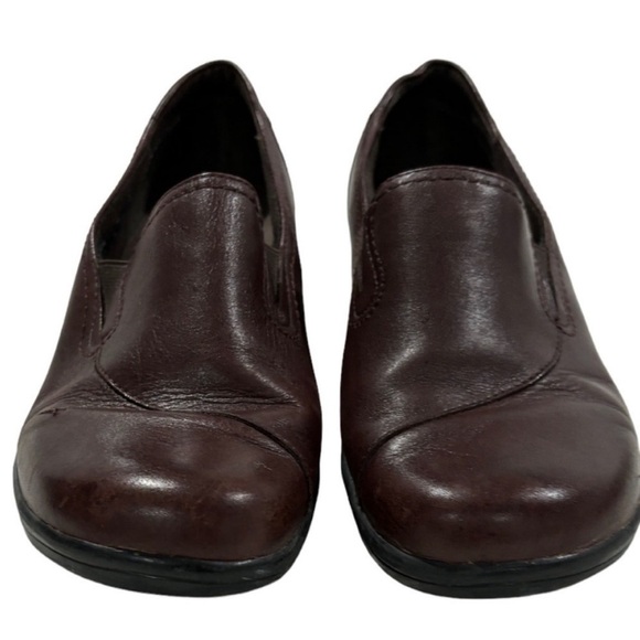 Clark's May's Poppy Bendables leather heel Loafers brown Slip On size 7 - Picture 3 of 9
